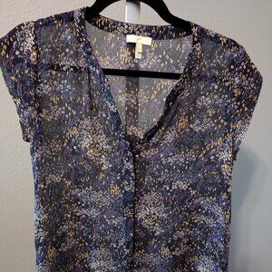 Joie cap sleeve floral sheer blouse